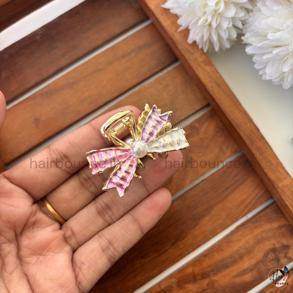 Pearl Ribbon Luxe Hair Claw – Medium