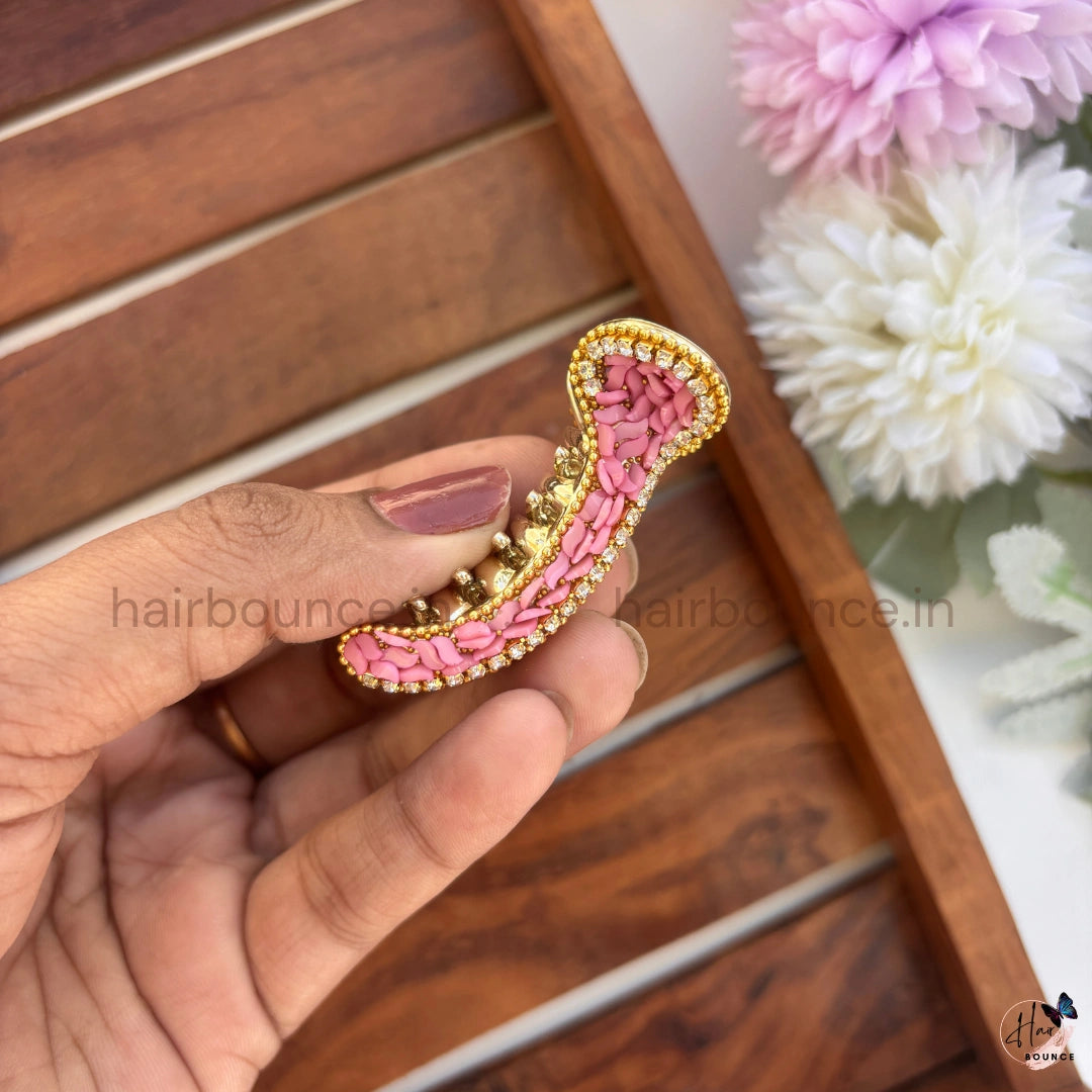 Pastel Mosaic Curved Hair Claw – Luxury Designer Banana Hair Clip