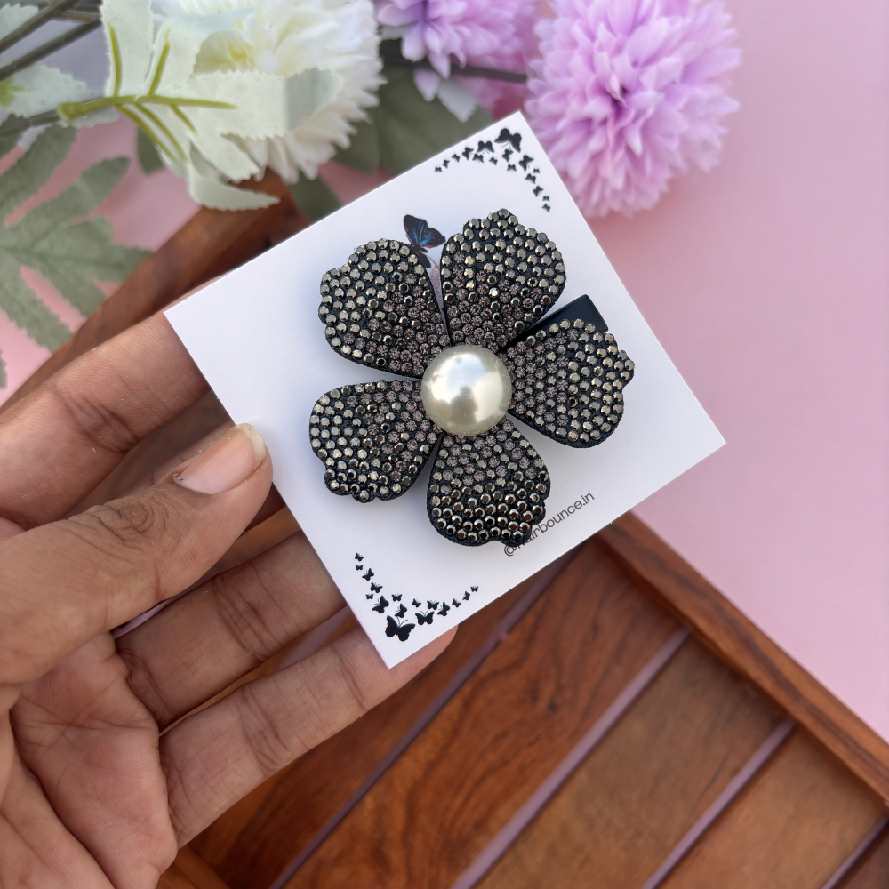 Midnight Pearl Bloom Alligator Clip