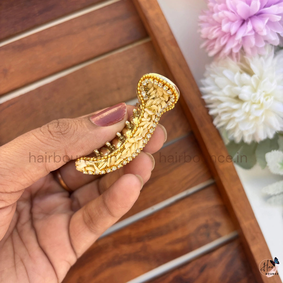 Pastel Mosaic Curved Hair Claw – Luxury Designer Banana Hair Clip