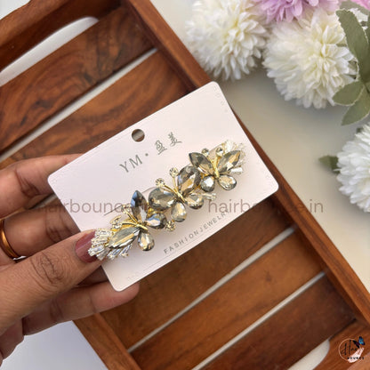 Crystal Butterfly Bloom Center Hair Clip