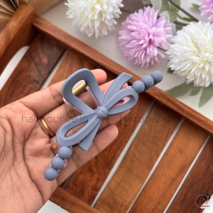 Dual-Colour Beaded Bow Hair Claw – Large