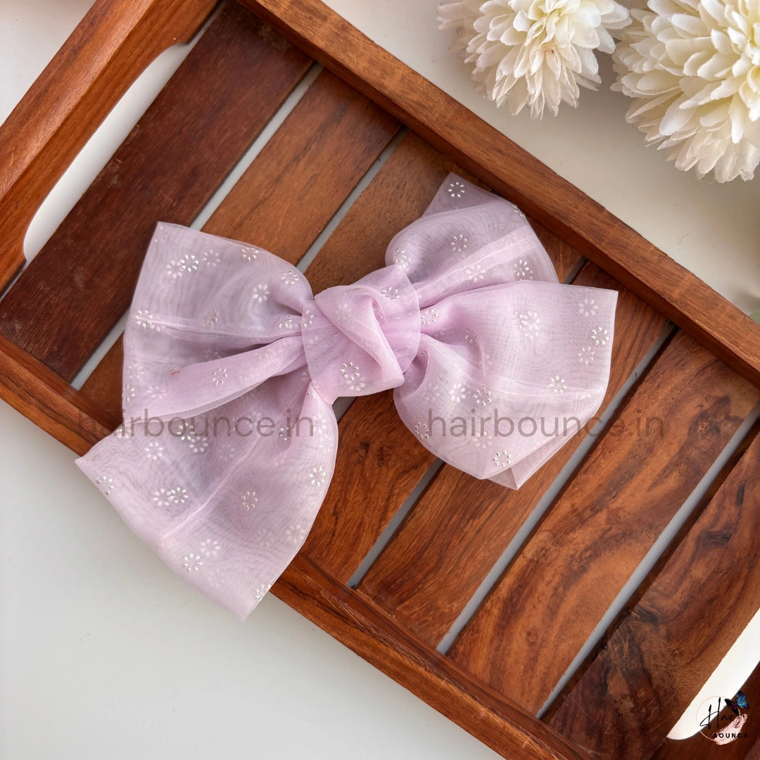 Floral Organza Bow Hair Clip