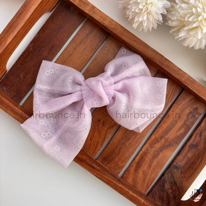 Floral Organza Bow Hair Clip
