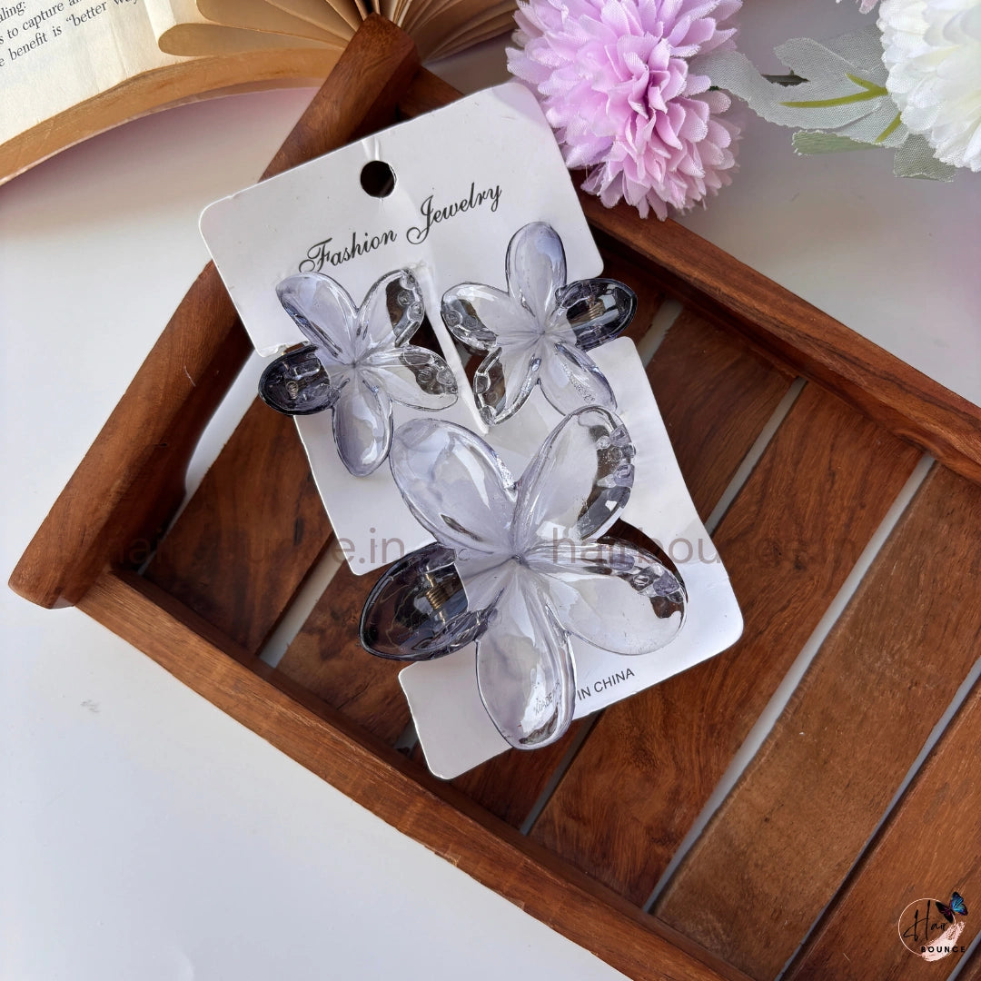 Dual Tone Crystal Blossom Hair Claw – Set of 3