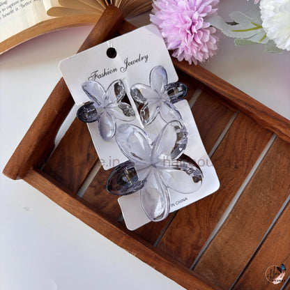 Dual Tone Crystal Blossom Hair Claw – Set of 3