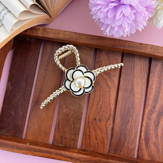 Flower with Pearl Hair Claw - Large