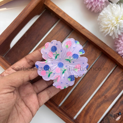 Berry Bloom Floral Hair Claw Clip – Large