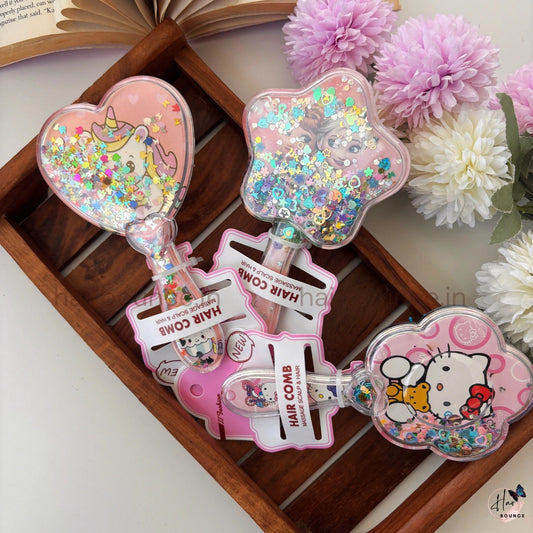 Cute Glitter Liquid Hair Comb for Kids – Cartoon Edition / Random Colour