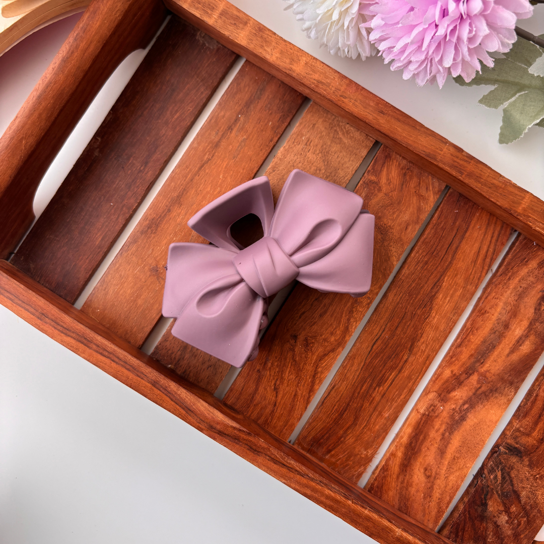 Colourful Matte Finish Bow Hair Claw - Large