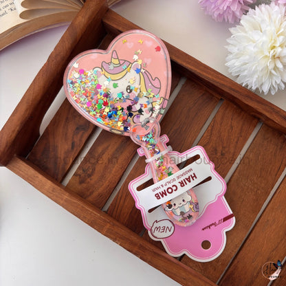 Cute Glitter Liquid Hair Comb for Kids – Cartoon Edition / Random Colour