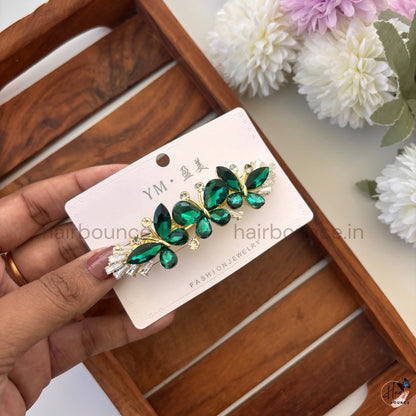 Crystal Butterfly Bloom Center Hair Clip