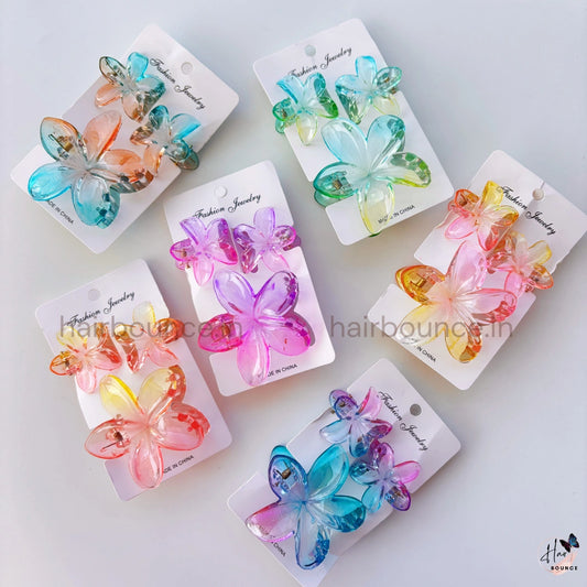 Aurora Bloom Crystal Hair Claw – Set of 3