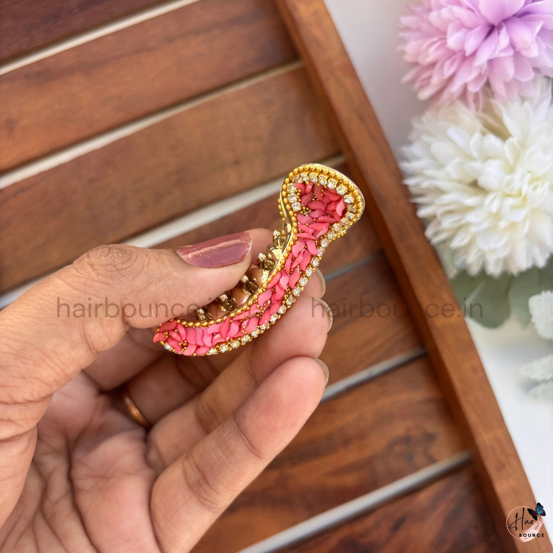 Pastel Mosaic Curved Hair Claw – Luxury Designer Banana Hair Clip