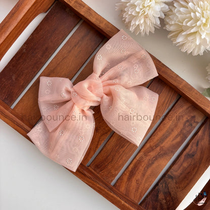 Floral Organza Bow Hair Clip
