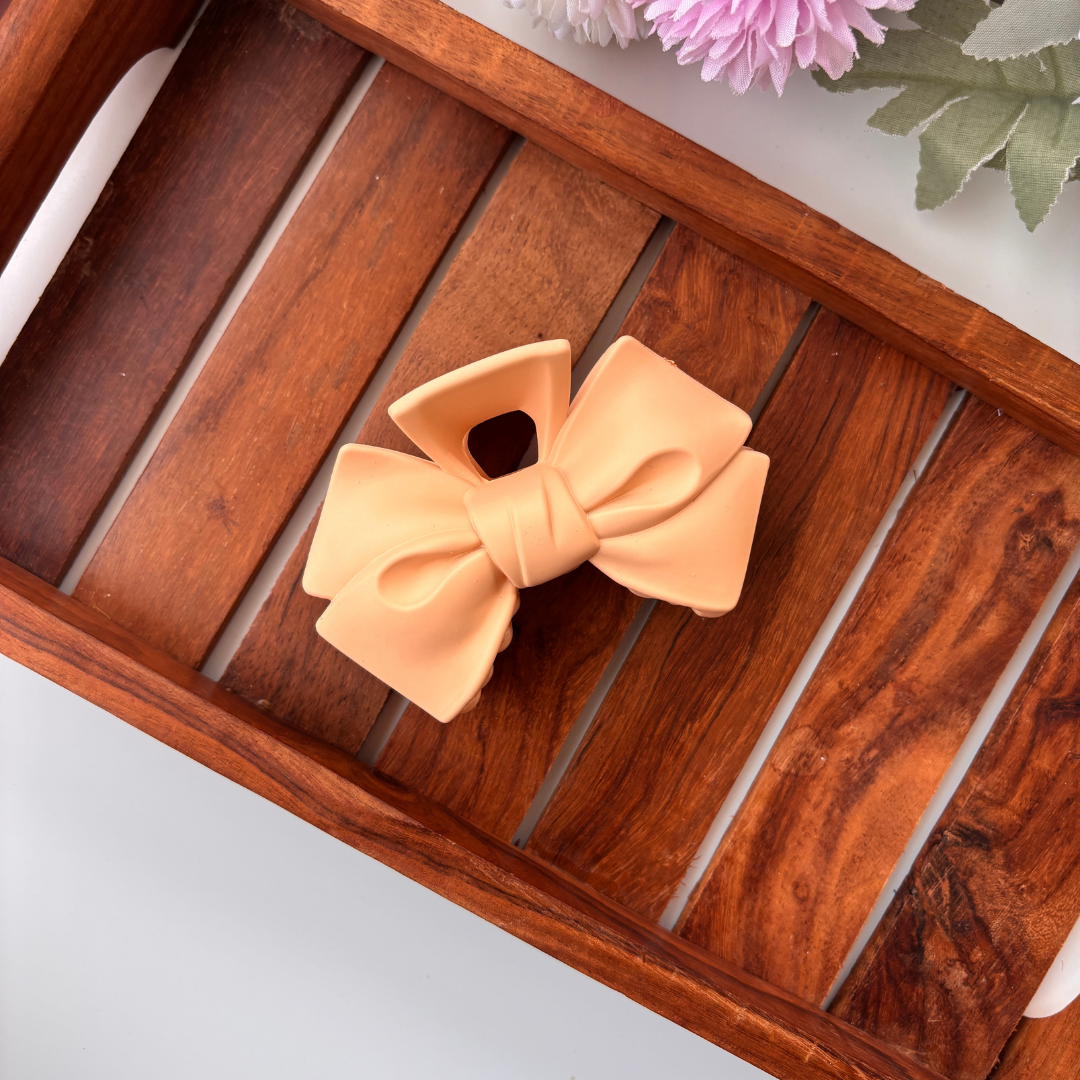 Colourful Matte Finish Bow Hair Claw - Large