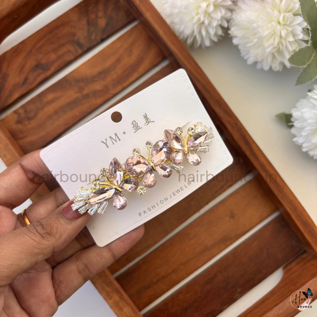 Crystal Butterfly Bloom Center Hair Clip