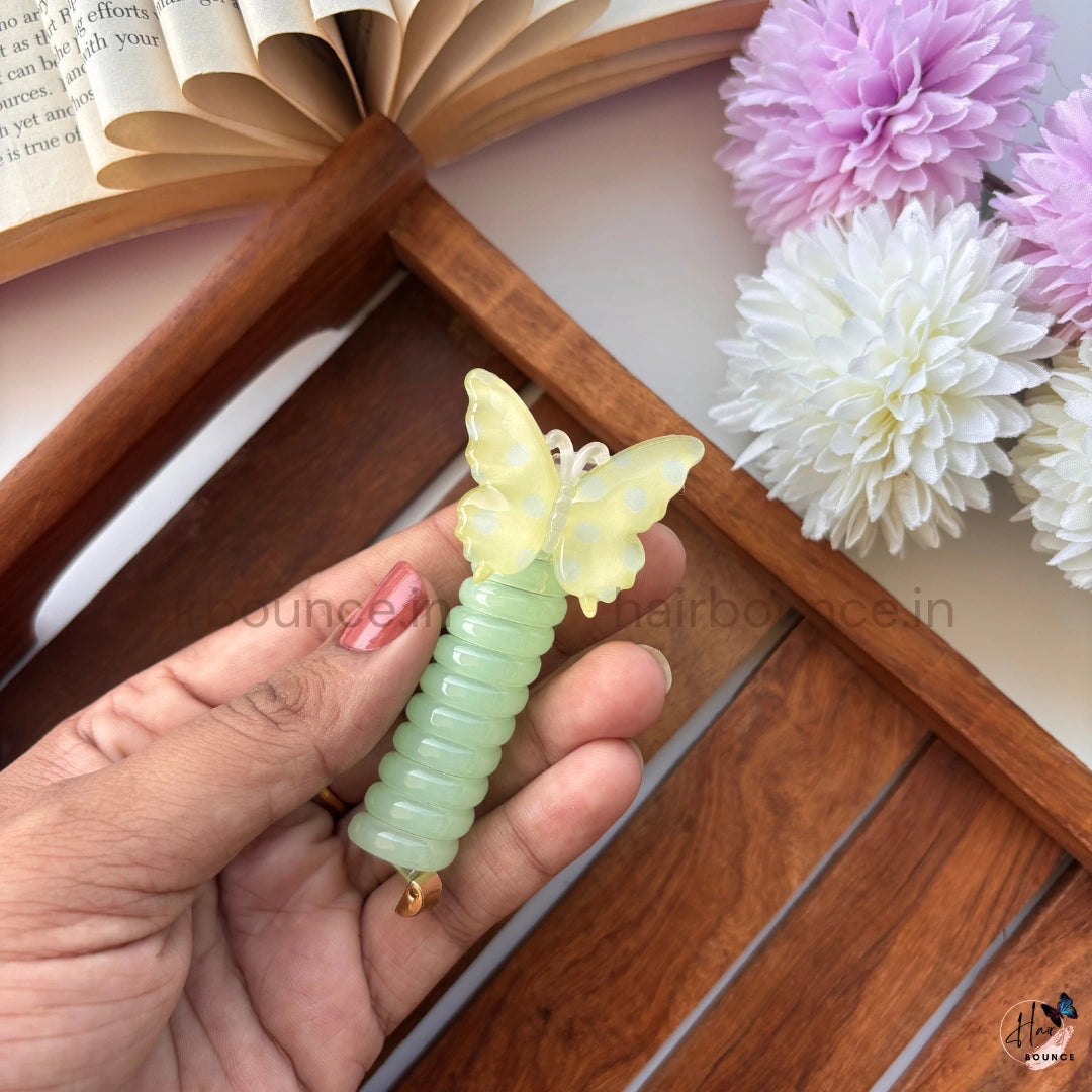 Pastel Butterfly Spiral Hair Tie