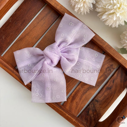 Floral Organza Bow Hair Clip