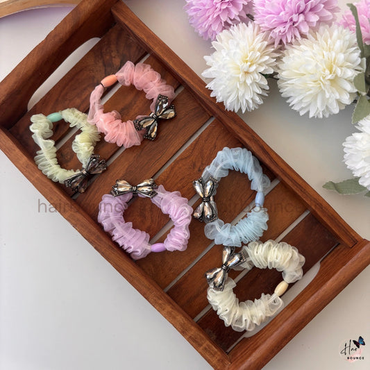 Luxury Crystal Butterfly Organza Scrunchie – Pastel Elegance Edition
