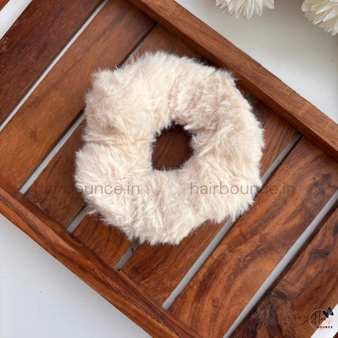 Fluffy Faux Fur Hair Scrunchie – Soft Plush Elastic Hair Tie