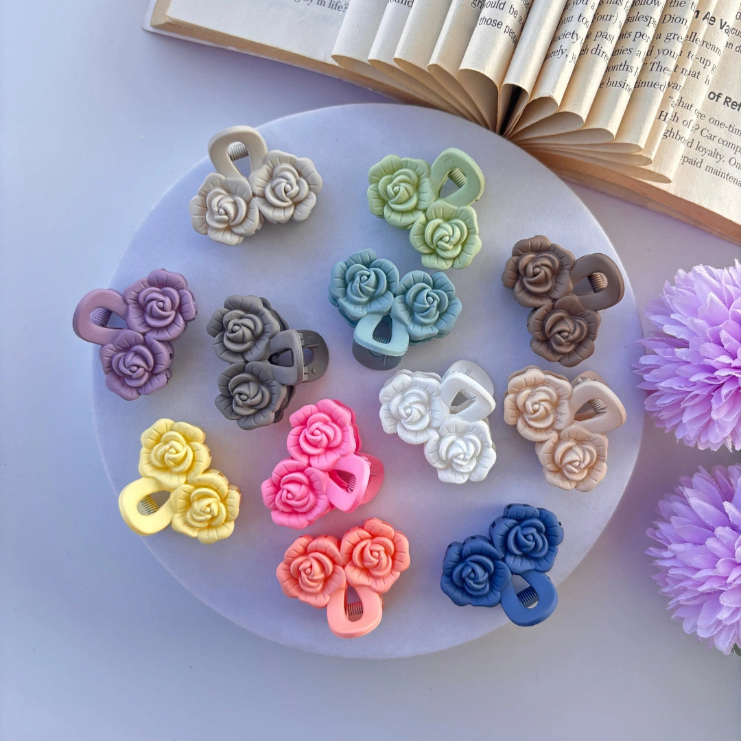 Mini Double Rose Hair Claw - Small