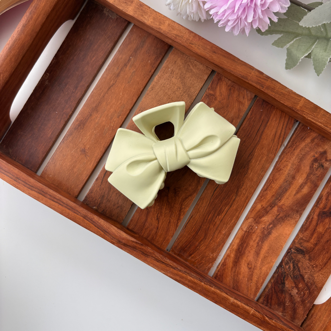 Colourful Matte Finish Bow Hair Claw - Large