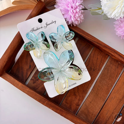 Aurora Bloom Crystal Hair Claw – Set of 3
