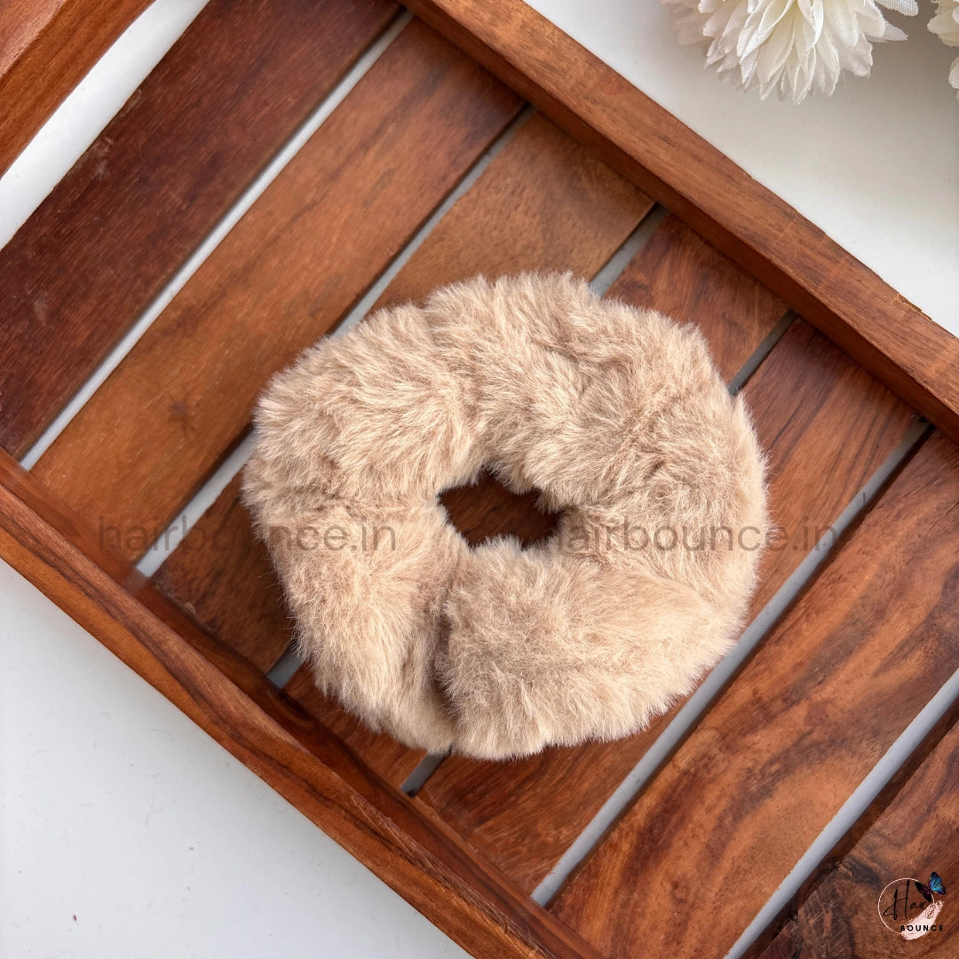 Fluffy Faux Fur Hair Scrunchie – Soft Plush Elastic Hair Tie