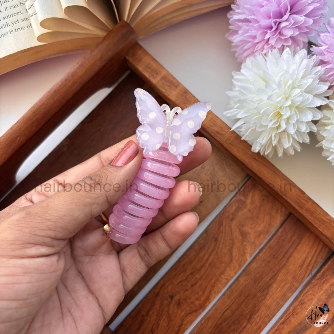 Pastel Butterfly Spiral Hair Tie