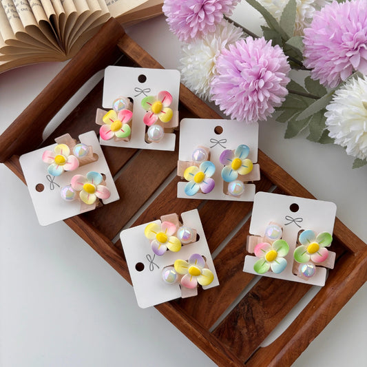 Pastel Bloom Flower Hair Claw – Pack of 2