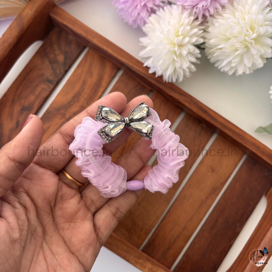Luxury Crystal Butterfly Organza Scrunchie – Pastel Elegance Edition