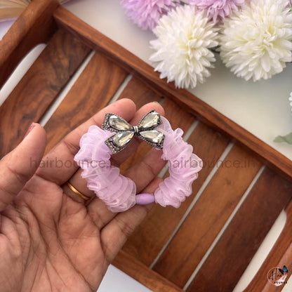 Luxury Crystal Butterfly Organza Scrunchie – Pastel Elegance Edition
