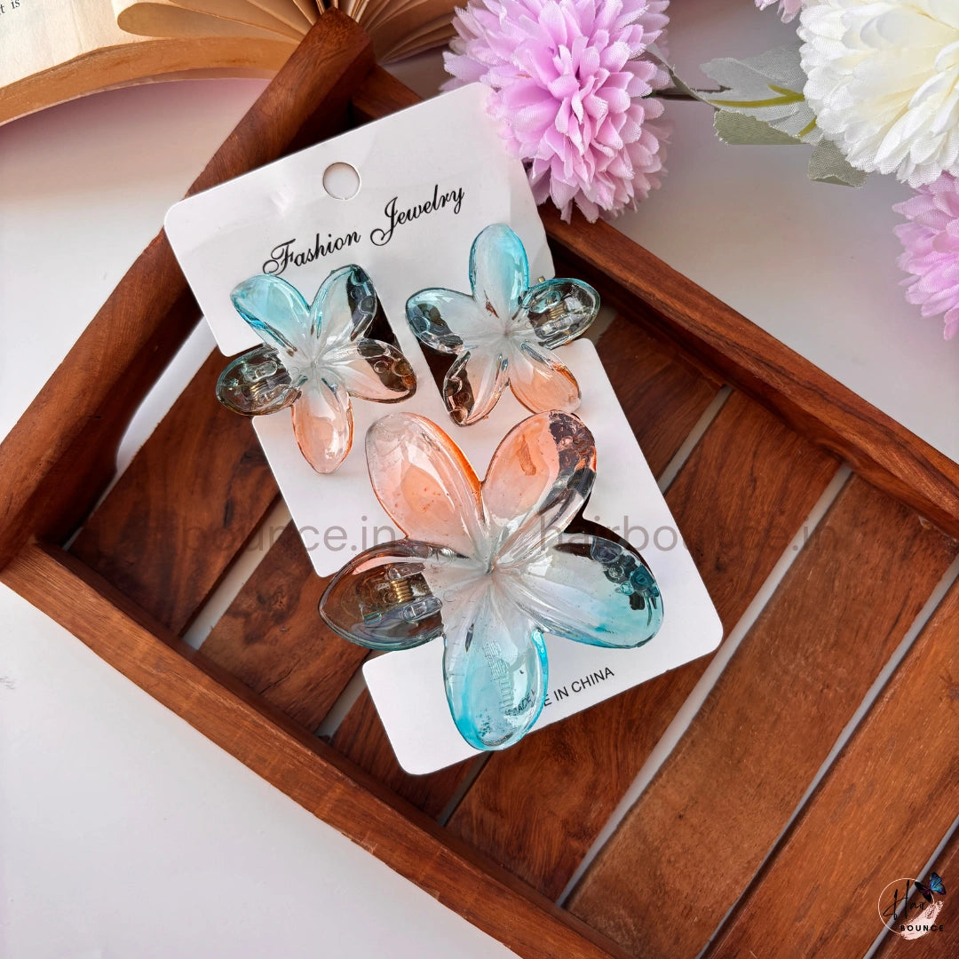 Aurora Bloom Crystal Hair Claw – Set of 3