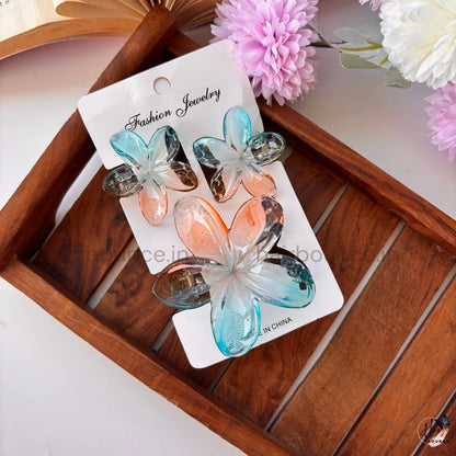 Aurora Bloom Crystal Hair Claw – Set of 3