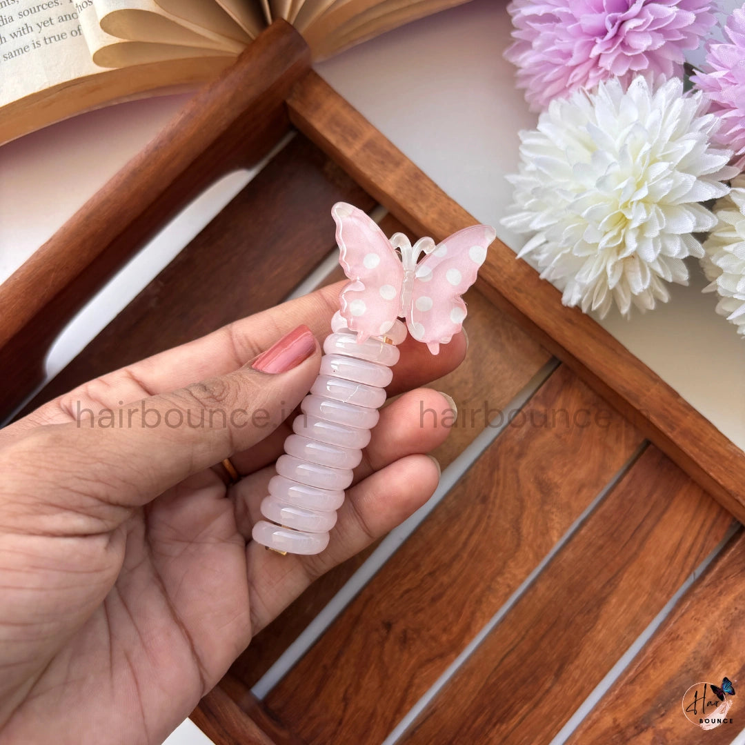 Pastel Butterfly Spiral Hair Tie