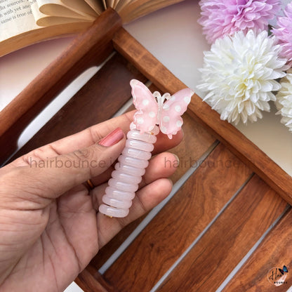 Pastel Butterfly Spiral Hair Tie