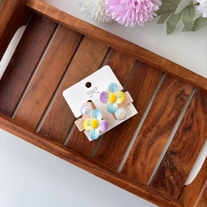 Pastel Bloom Flower Hair Claw – Pack of 2