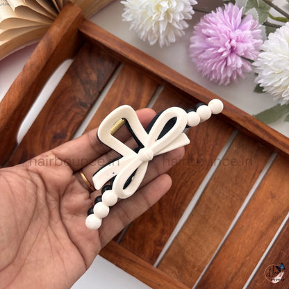 Dual-Colour Beaded Bow Hair Claw – Large