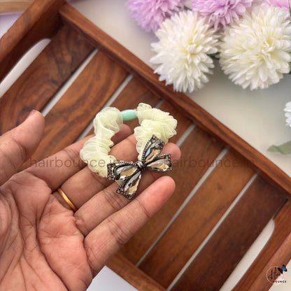 Luxury Crystal Butterfly Organza Scrunchie – Pastel Elegance Edition