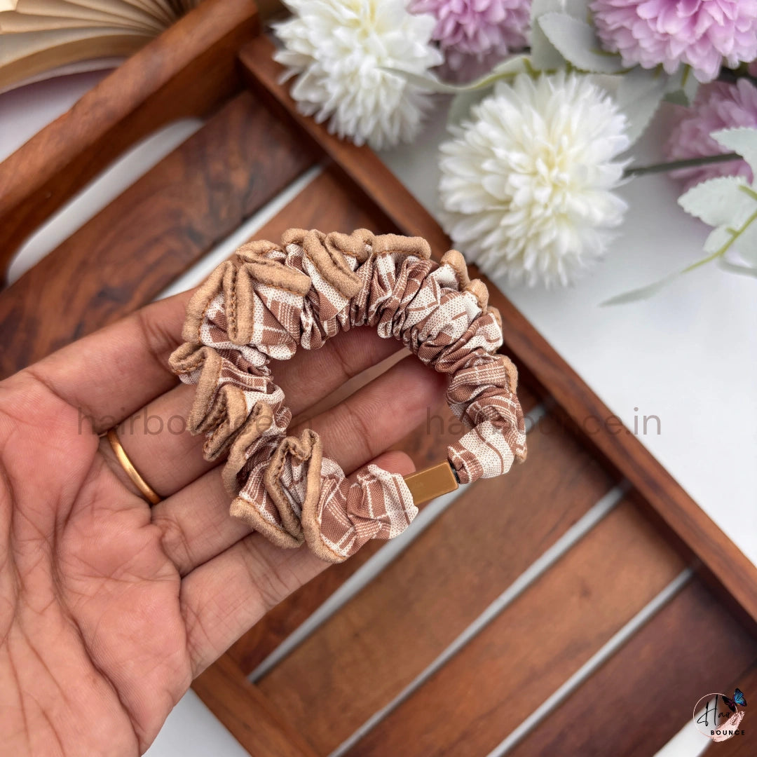 Vintage Checkered Fabric Hair Scrunchies for Women & Girls