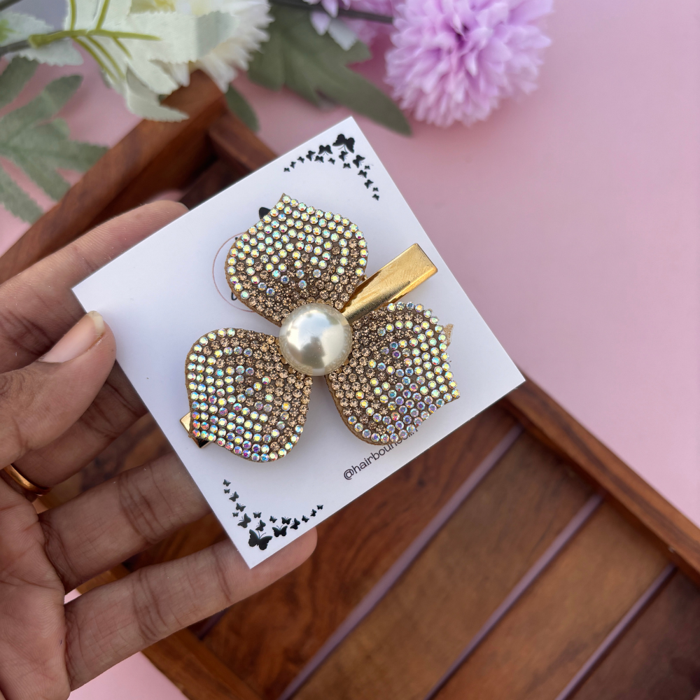 Golden Glow Pearl Alligator Clip