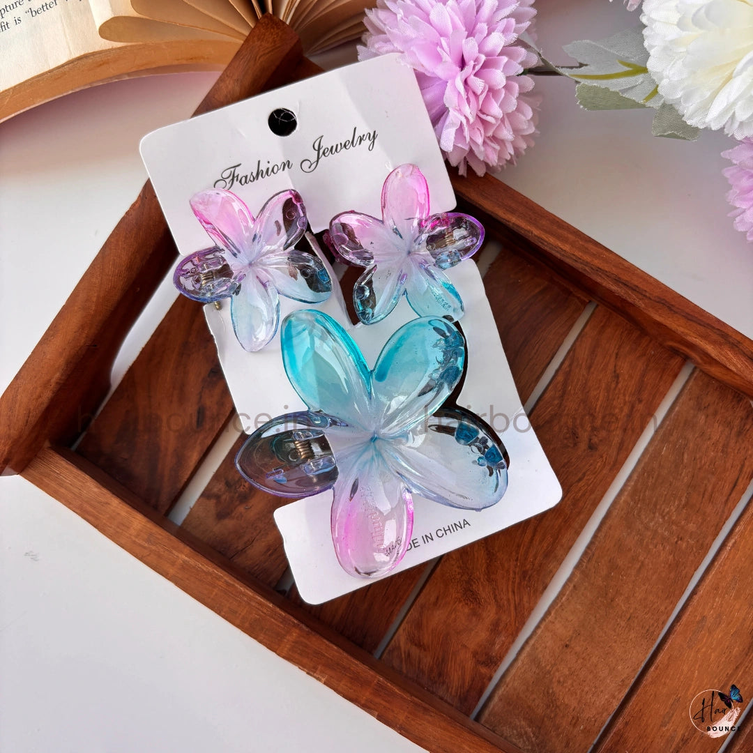 Aurora Bloom Crystal Hair Claw – Set of 3