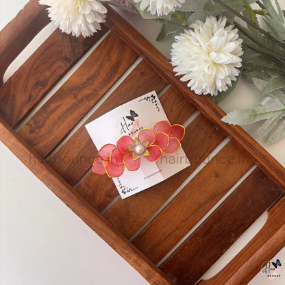 Coral Bloom Floral Hair Barrette