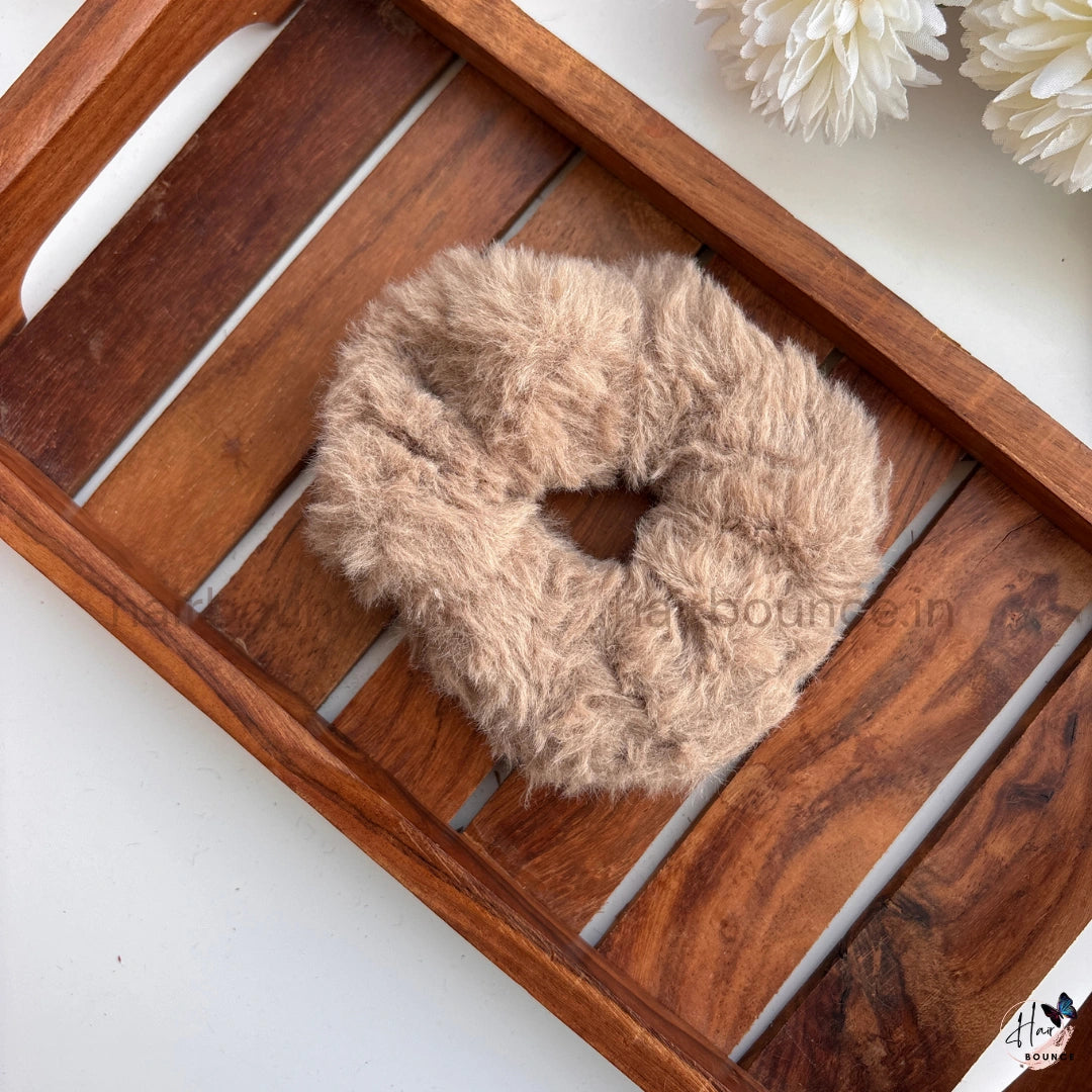 Fluffy Faux Fur Hair Scrunchie – Soft Plush Elastic Hair Tie