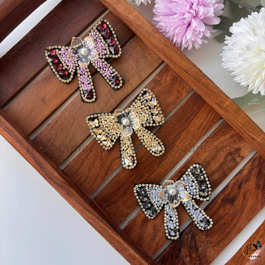 Luxury Beaded Crystal Bow Hair Clip