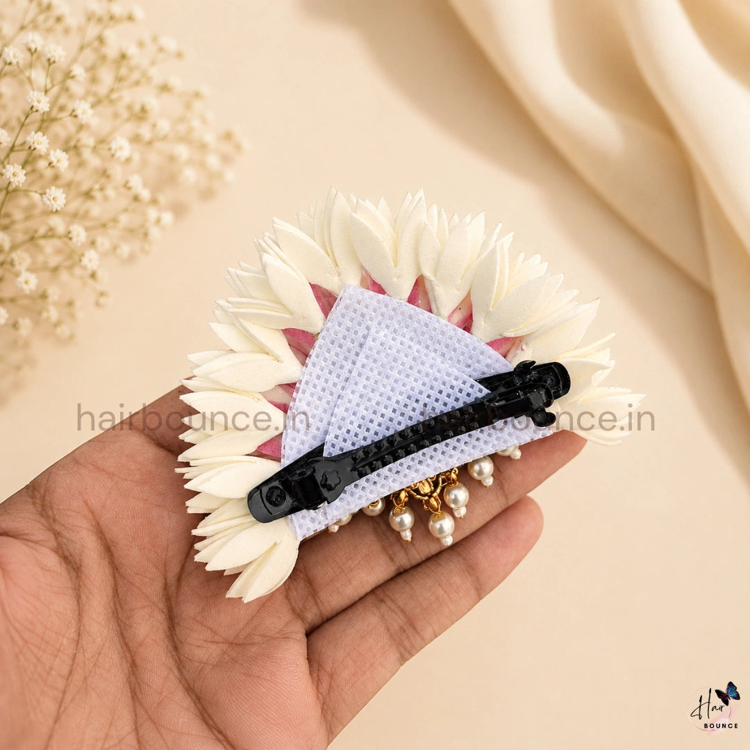 Pitchi & Jaathi Poo Lakshmi Kemp Center Hair Clip with Pearl Hangings