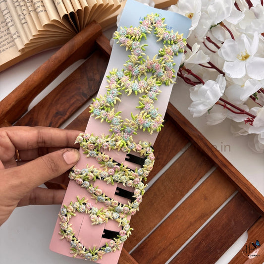 Pastel Garden Crochet Tic Tac Hair Clips – Pack of 5