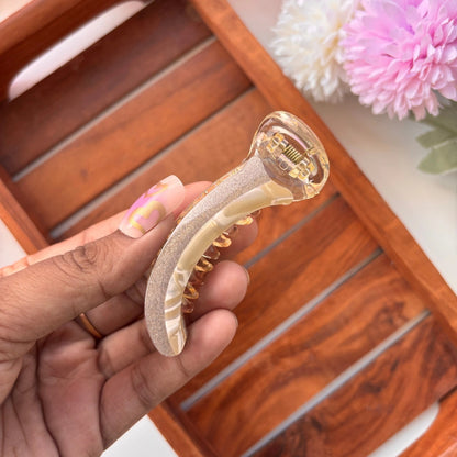 Bofeini Half Glitter Half Marble Finish Banana Clip - Medium