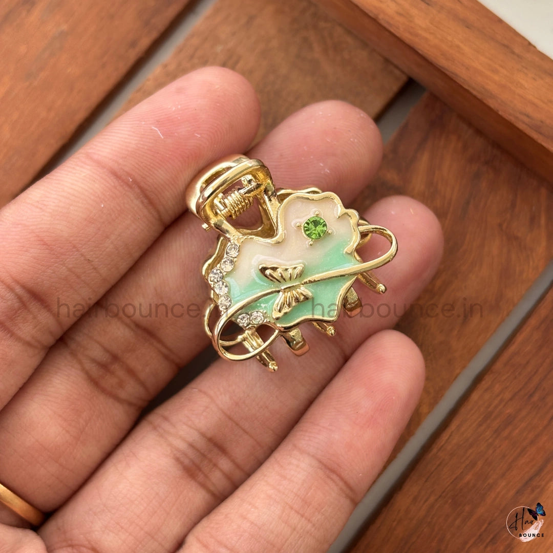 Pastel Heart Bloom Metal Hair Claw – Small